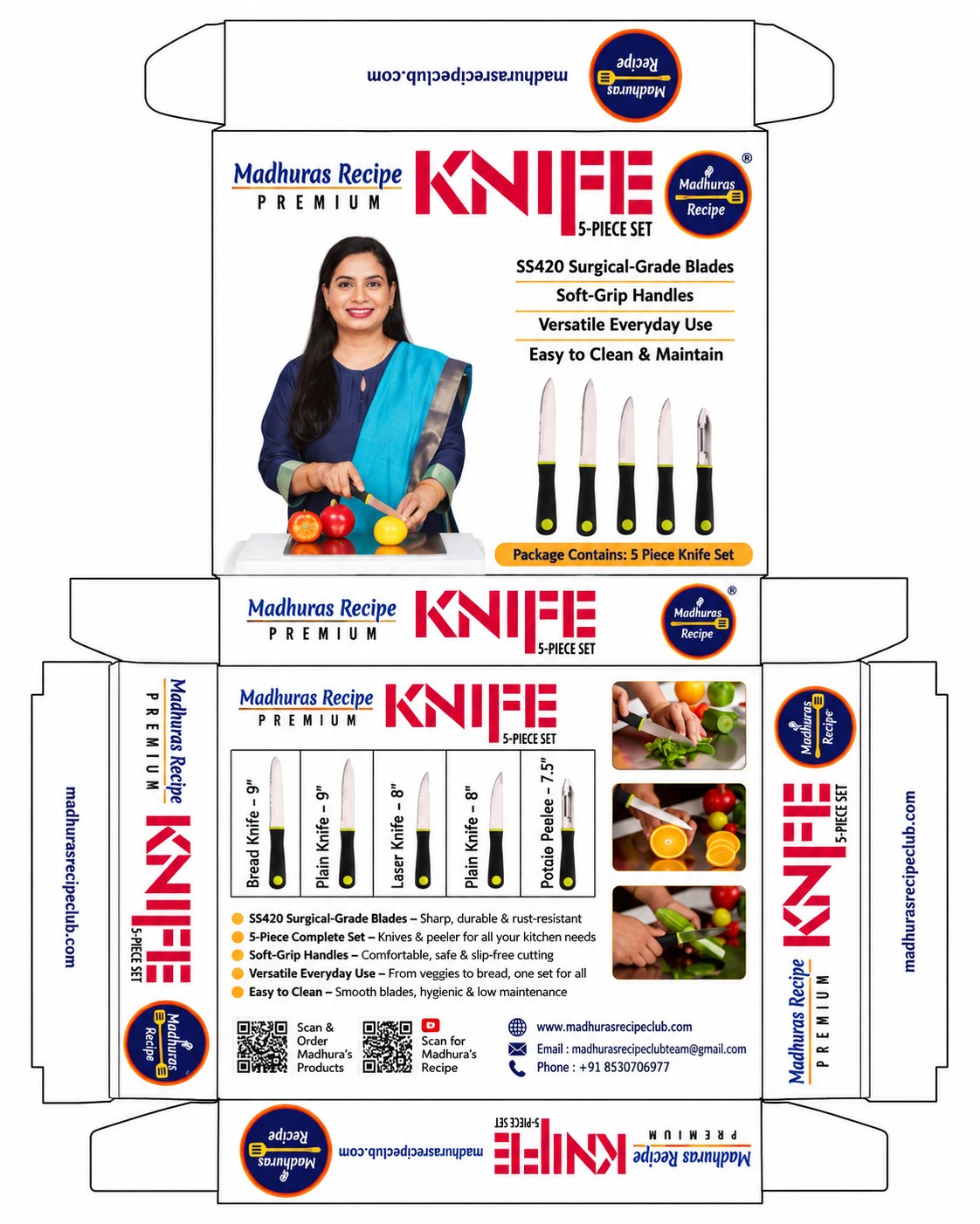 Final knife set box design, print-ready dieline artwork
