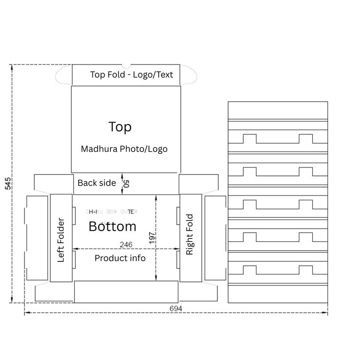 Knife box dieline with panel plan