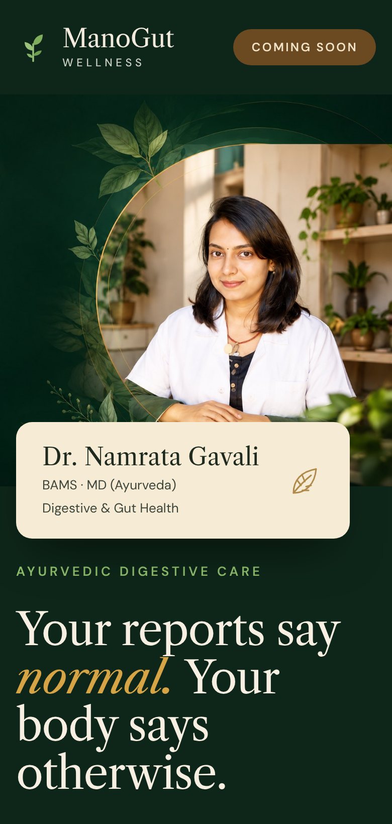 ManoGut Wellness home page on a phone