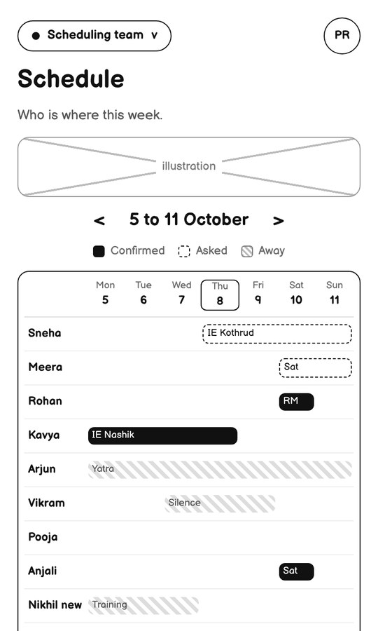 V1 / Wireframe screen