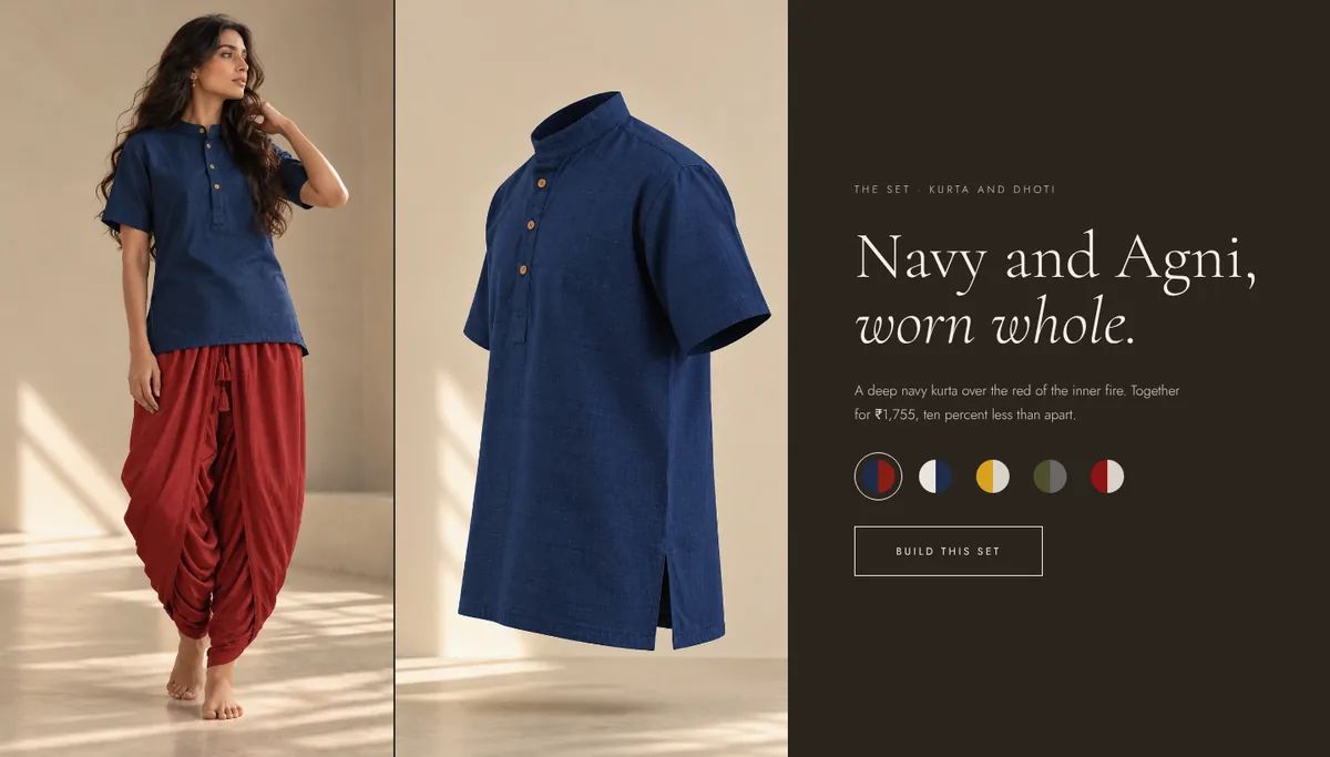 Sets: a kurta and a dhoti, priced as one look