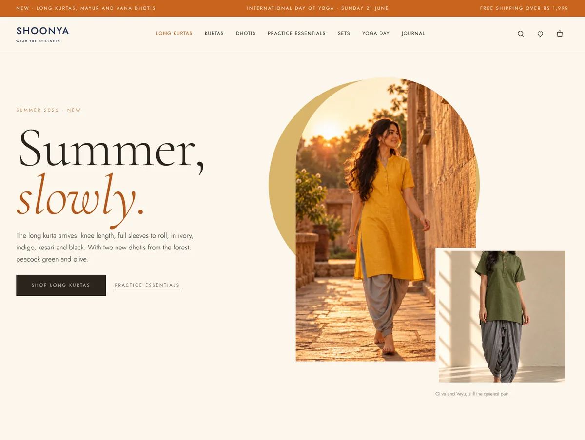 Summer: the long kurta, in warm light