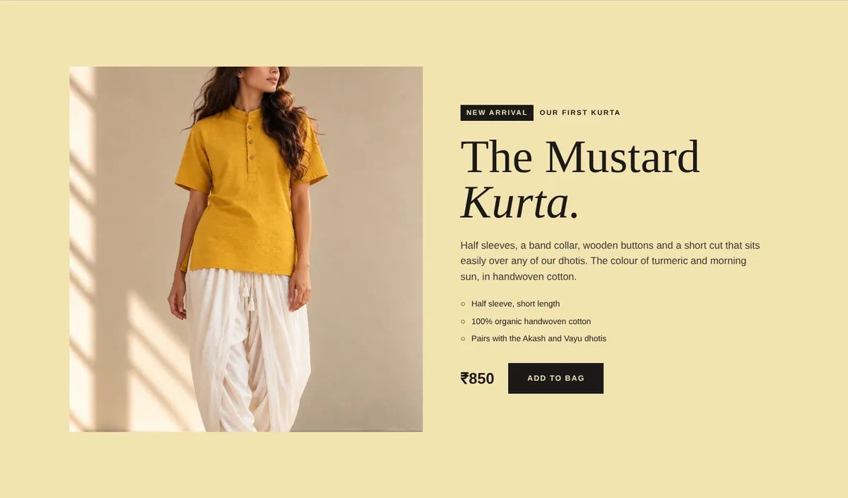 The first kurta, styled with the dhoti it was made for