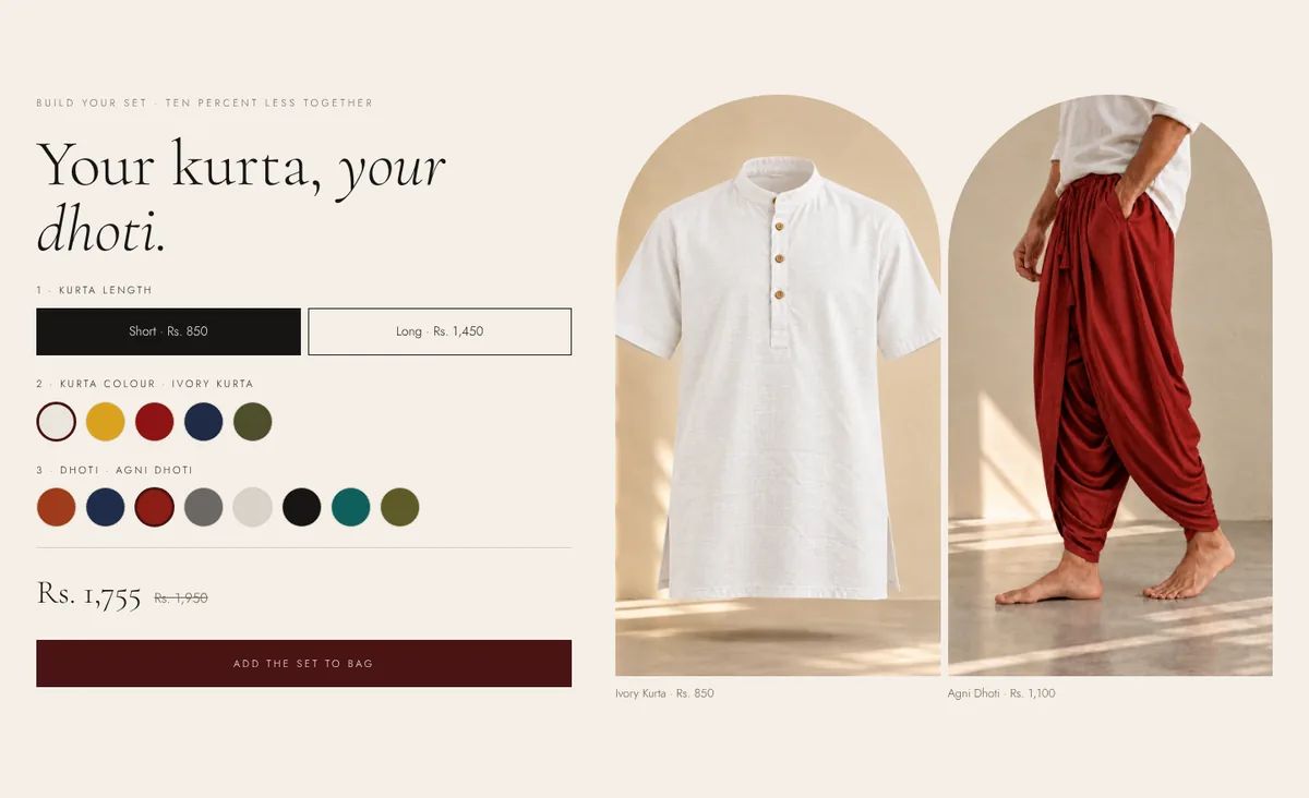 Your kurta, your dhoti: the set builder, short or long